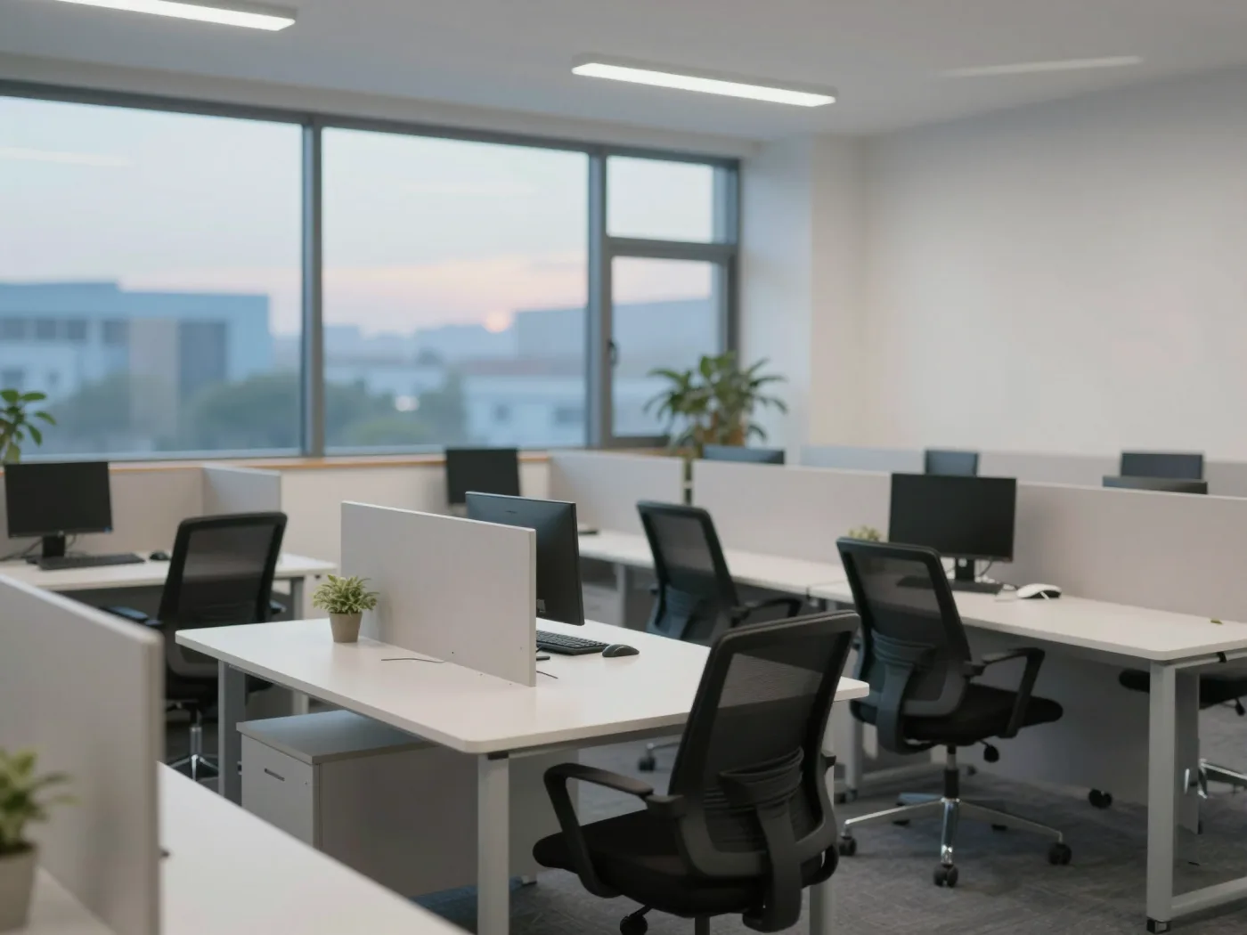 Tidy open-plan office at end of day